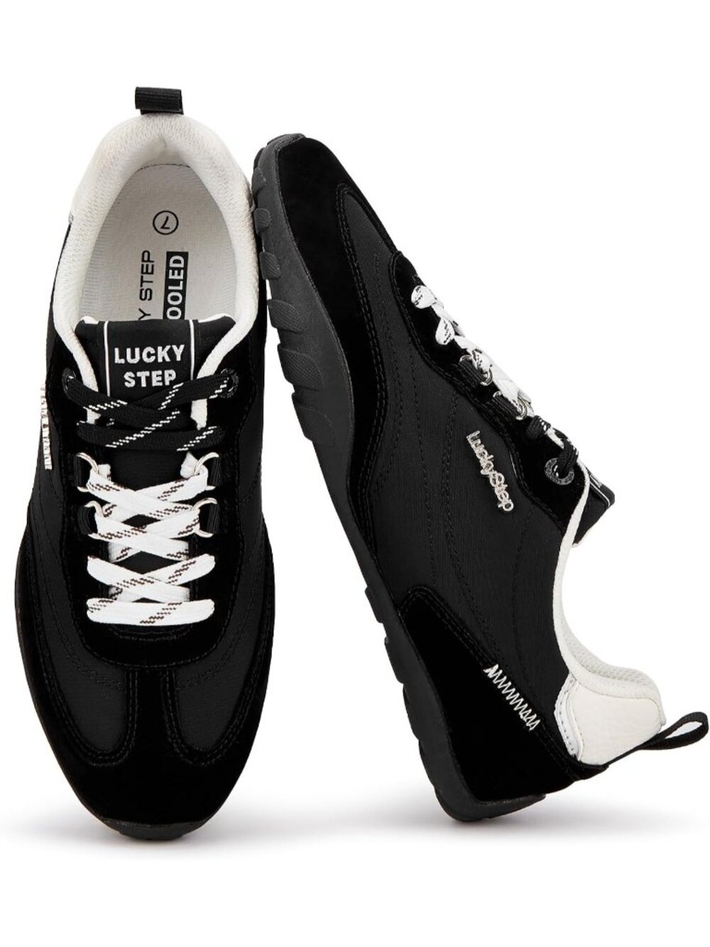 Women's Black Faux Leather Retro Fashion Comfortable Lace Up Skate Sneakers